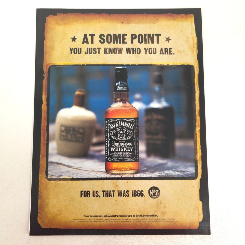 Jack Daniels Old No 7 Whiskey Print Ad Y2K Bar Decor Advertising Promotional Art